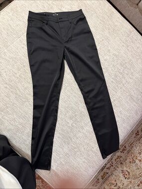White House Black Market Satin Black Slim Straight-Leg Pants